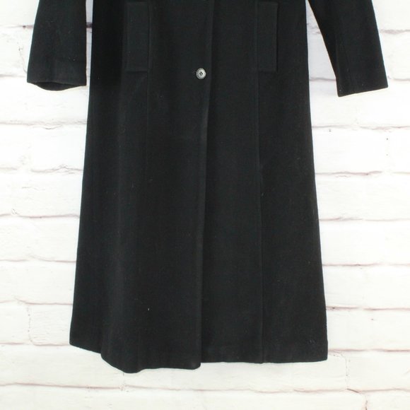 Andrea Collection Black Collared Long Lambswool Buttons Long Coat Jacket Size 8 - Picture 5 of 8